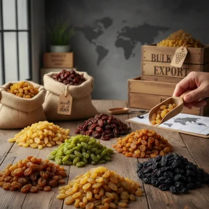 Bulk Iranian raisins packaged for wholesale and international export